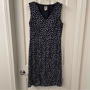 Anne Klein Sleeveless Dress - Navy/White Polka Dot.  Womens:  6.